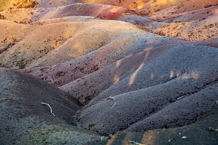The seven Coloured Earths, a geological formation in the Chamarel plain, Mauritiusの写真素材