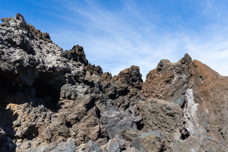 Volcanic lava landscape at Charco de la Laja, San Juan de Rambla, Tenerife, Spainの写真素材