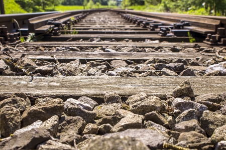 Detailed photographs of tracks, rails, railway and trainの写真素材