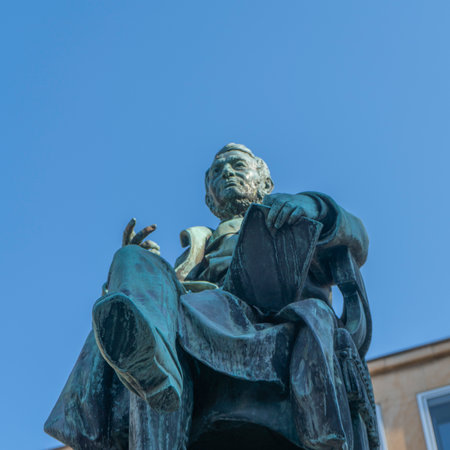 Memorial of Robert Mayer on the market place in Heilbronnのeditorial素材