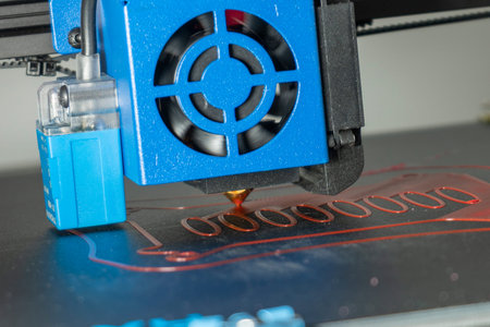 Close-up of a 3D printer working on a printed circuit board