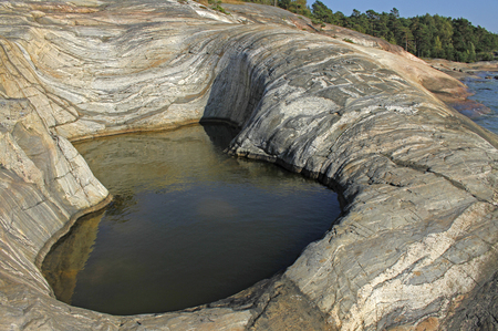 Biggest giants kettle, the Jungfruholmen giants kettle, in the Archipelago national park in Finland.の写真素材