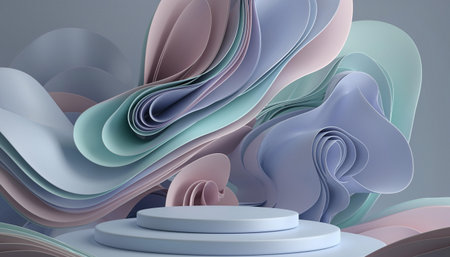 3d rendering of abstract background with geometric shapes. Modern podium for product presentation.の素材