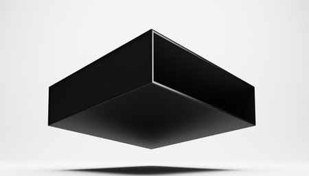 Isolated black cube with shadow on white backgroundの素材