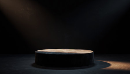 Isolated circular stage or platform in a dark backgroundの素材