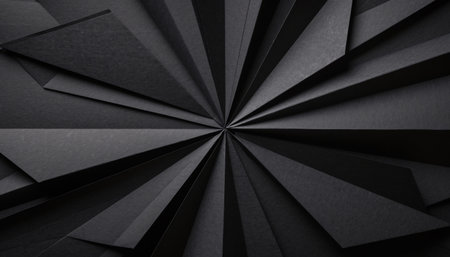 Dark paper pieces arranged in a radial patternの素材