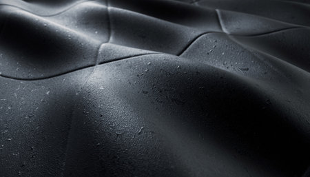 Close up of black leather surface with wrinkles and foldsの素材