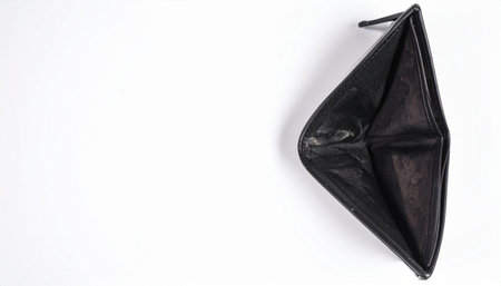 High-quality black leather wallet isolated on a white surface