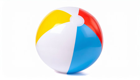 Vibrant beach ball with multicolored sections isolated on white