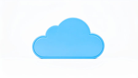 Simple blue cloud icon on a white background, representing cloud computing or weather.