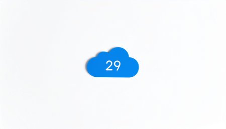 A blue cloud icon displaying the number 29 on a white background, symbolizing weather or...