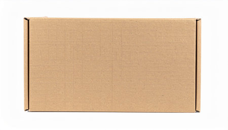 Top view of a plain brown cardboard box on a white background, ideal for packaging and shipping...