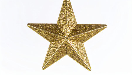 Isolated golden star ornament on a white background, perfect for festive and celebratory designs