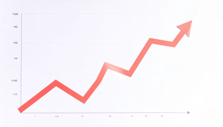 A simple red line graph on a white background illustrating a steady upward trend.