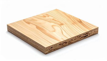 High-quality image of a plywood sheet showcasing its layered structure and natural wood grain...