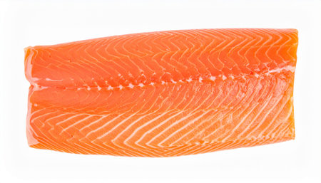 Raw salmon fillet isolated on white background
