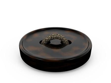 3D illustration of a shiny button with a threadの写真素材