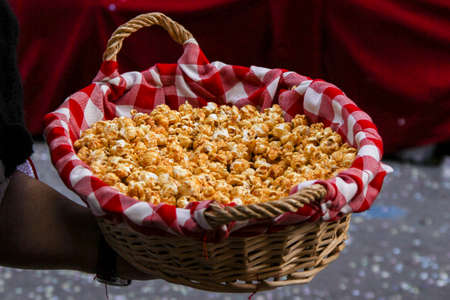 Popcorn in a basketの写真素材