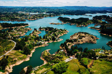 Beautiful landscape of a riverの写真素材