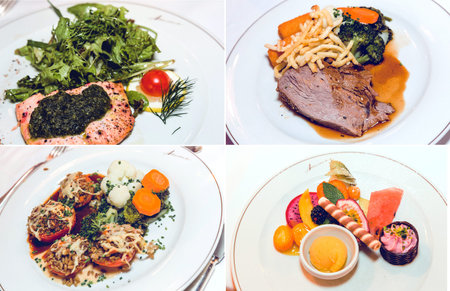 Collage of delicious foodの写真素材