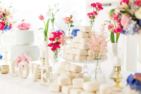 Beautiful table arrengements of cateringの写真素材