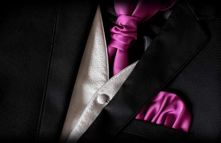 Composition of groom suit with pink tieの写真素材