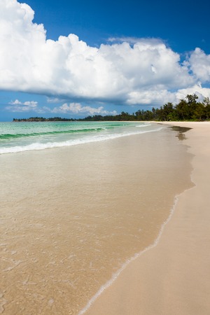 Long sand beach at tip of borenoの写真素材