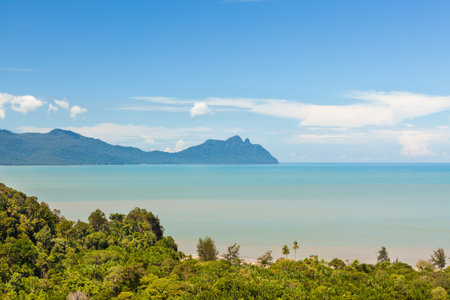 Tropical landscape over jungle and hills