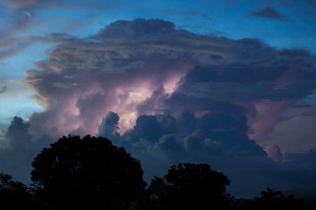 Thundercloud illuminated by lightning