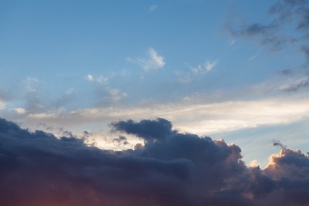 Clouds in blue sky after sunsetの写真素材