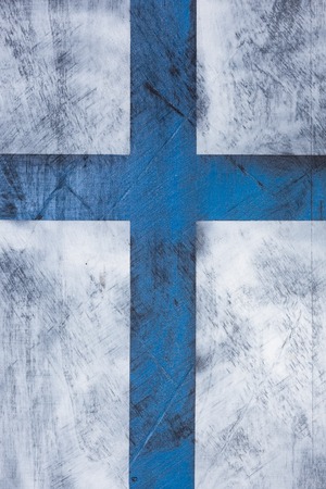 Grunge wooden shield backgroundの写真素材