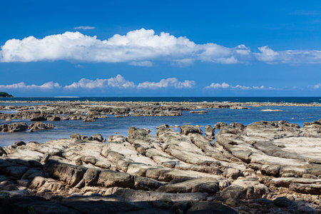 rock formations landscape at beach in tip of Borneo