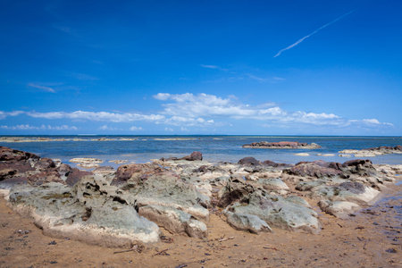 rock formations landscape at beach in tip of Borneo