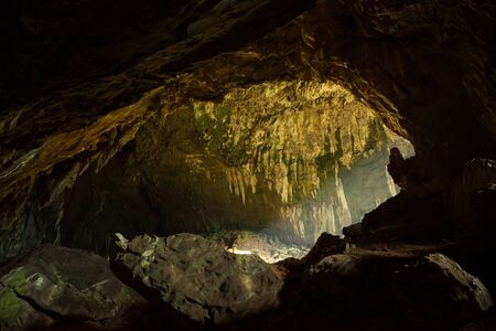 View inside Deer cave in Gunung Mulu National Park Borneo Sarawak Malaysiaの写真素材