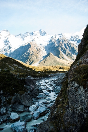 Beautiful view and glacier in Mount Cook National Parkの写真素材