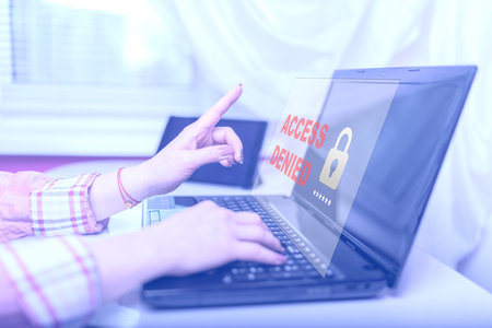 Authentication technology on computer screen. Concept of a Secure access denied granted by valid...