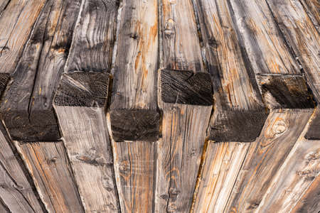Old wall House from a Wooden Timber Bar - a Fragment. Wood Texture, background, patternの写真素材