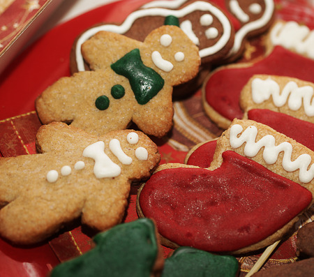 Gingerbread man and cookies. Holiday.の写真素材