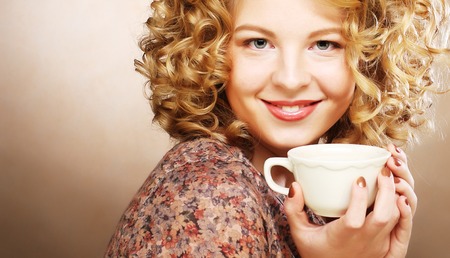 woman drinking coffeeの写真素材