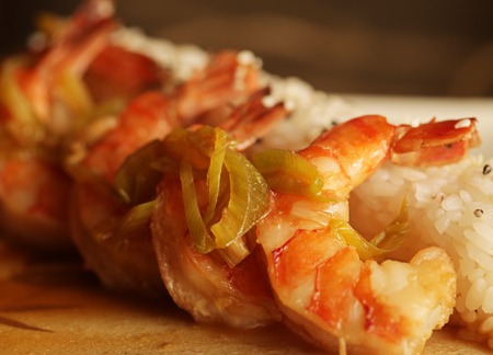 baked shrimp with rice, japanese foodの写真素材