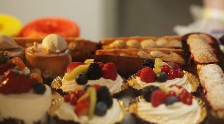cake with strawberry and mintの写真素材