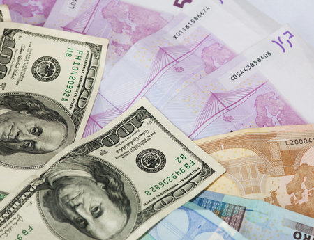 dollar and euro notes.
