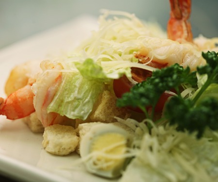 Caesar salad with shrimpの写真素材