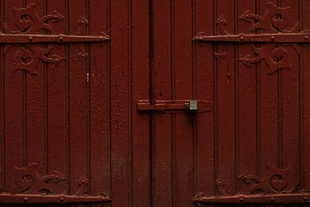 old, grunge wood panels used as backgroundの写真素材