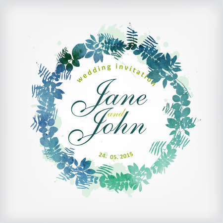 Watercolor floral wreath.のイラスト素材