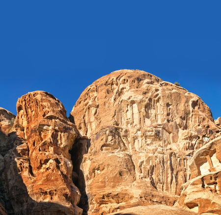 Ancient abandoned rock city of Petra in Jordan. Petra is one of the New Seven Wonders of the World.の写真素材
