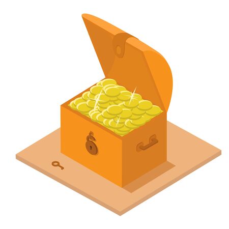 Chest of gold, isometry vectorのイラスト素材