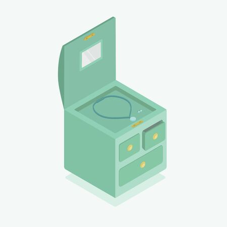 Jewelry box with chain and earringsのイラスト素材