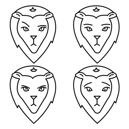 Lion with emotions and crownのイラスト素材