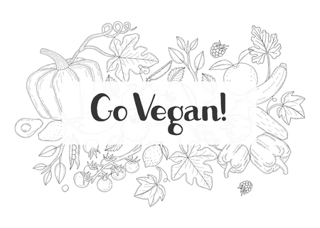Trendy insrirational lettering with vegetables.のイラスト素材